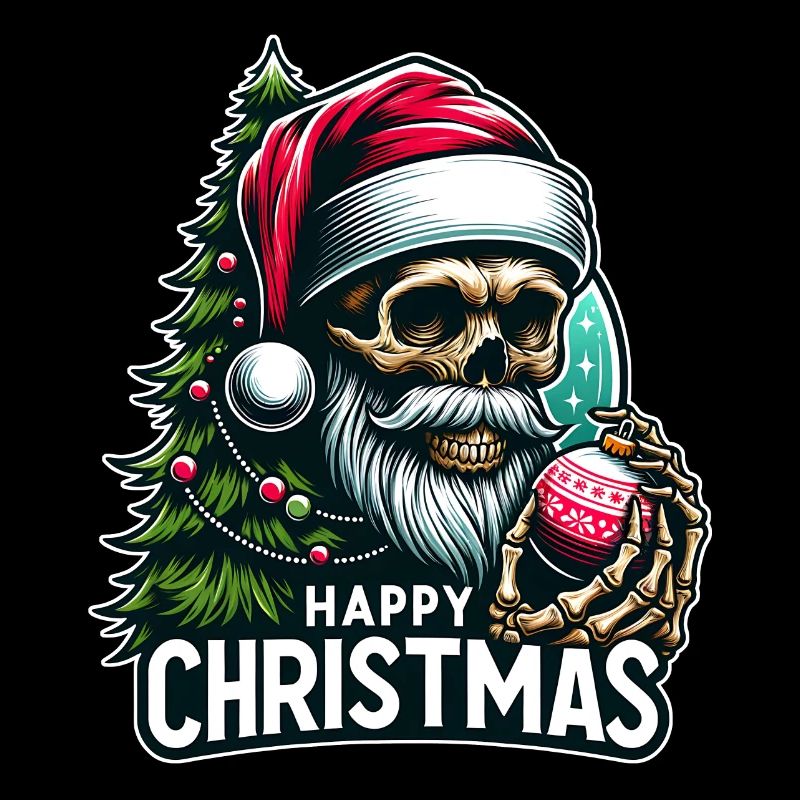 Weihnachtsmann Skull mit Christbaumkugel