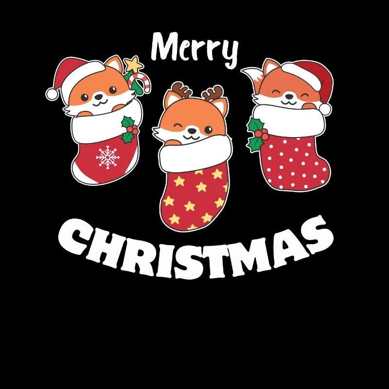 Renards mignons en chaussette de Noël pour Noël