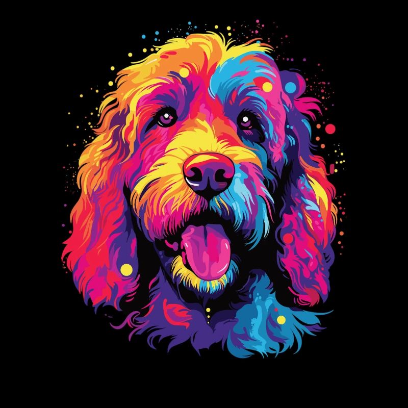 Wasserfarben Farbenfroher Labradoodle