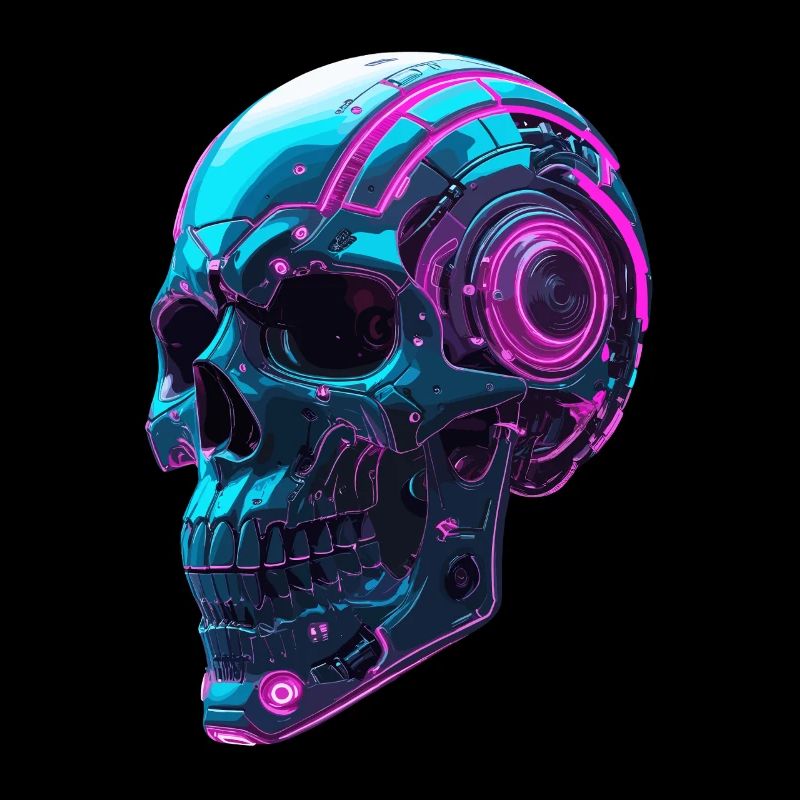 Crâne Cyberpunk – Tête Techno Néon