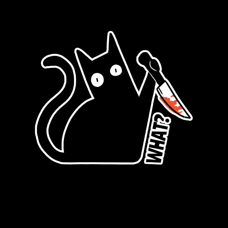 Cat What? lustige schwarze Katze mit Messer