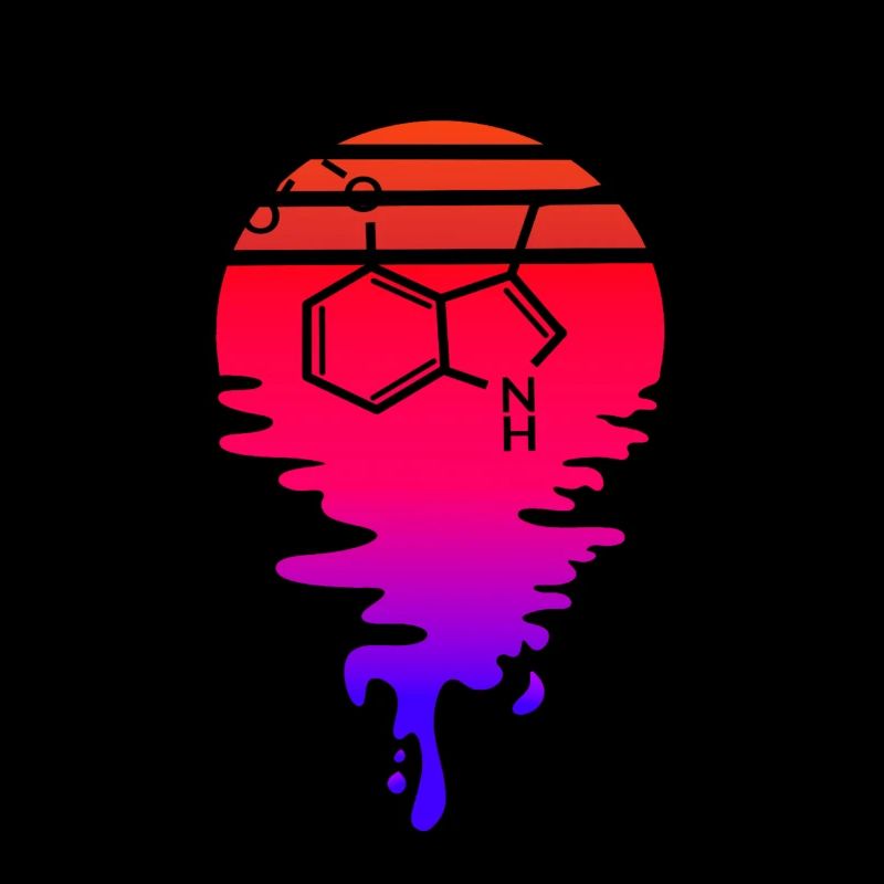 Molécule de psilocybine avec Retro Sunset