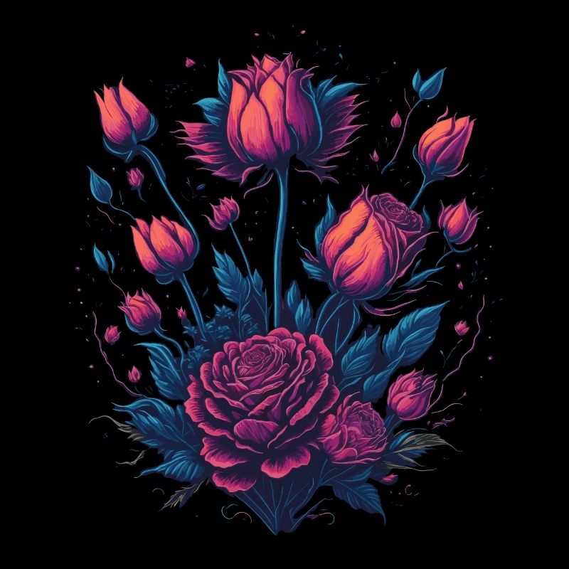 Style de tatouage néon arbuste rose