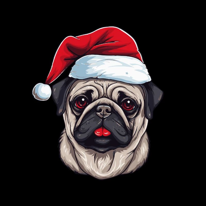 Pug Dog Pug Christmas Head