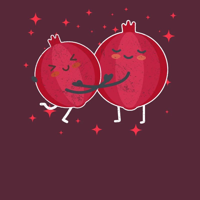 Mignon Couple De Grenade Étreignant Fruit De Grenade