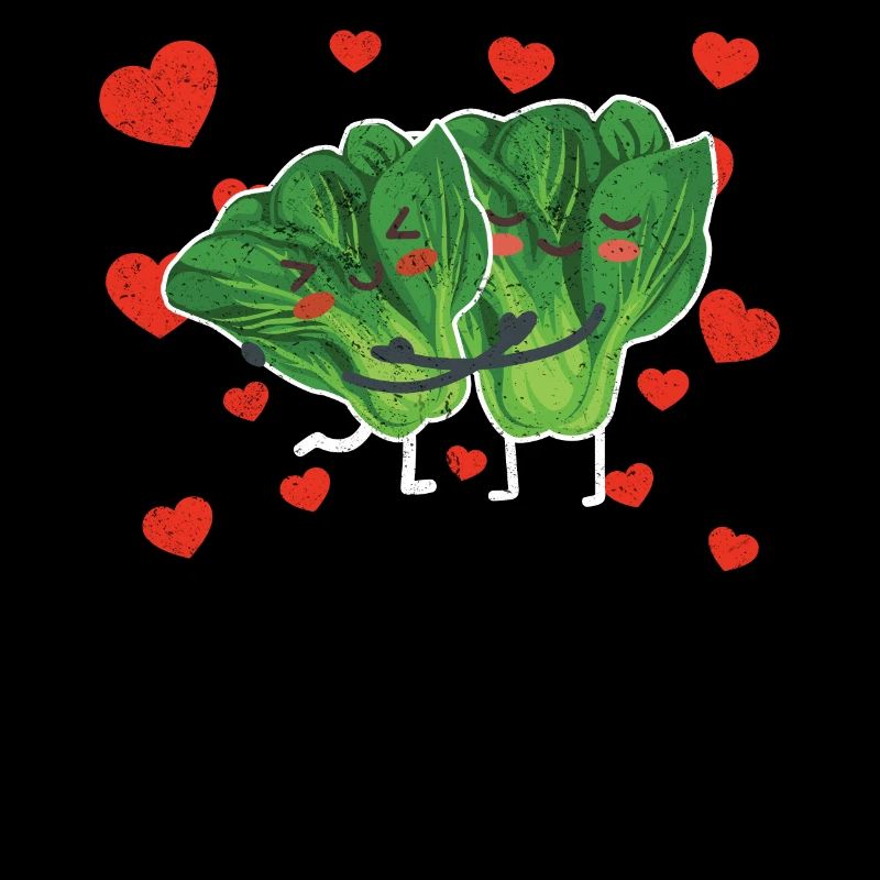 Cute Spinach Couple Hugging Spinach Leafy Green