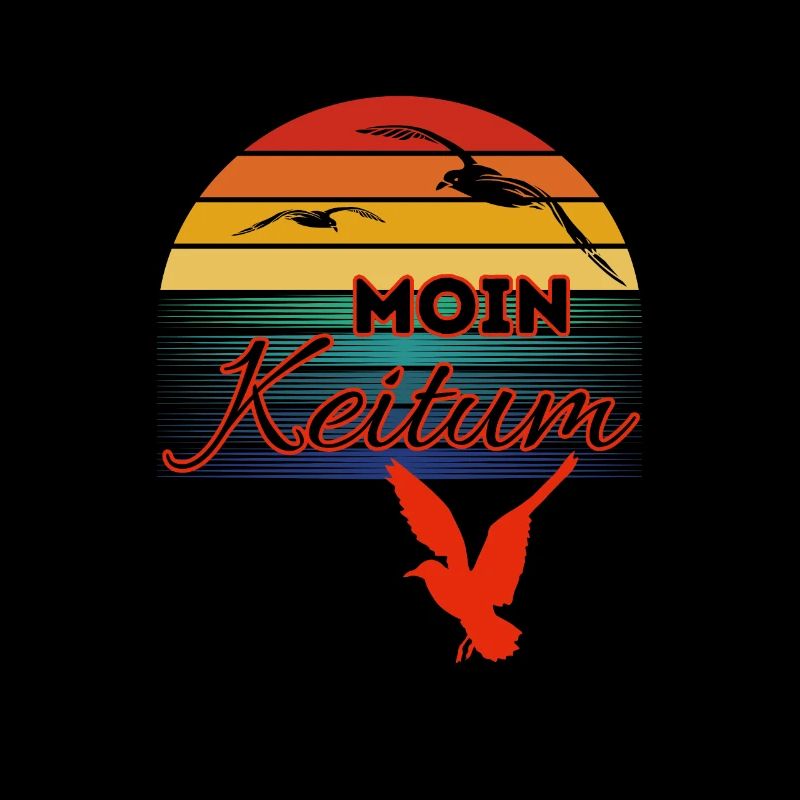 Moin Keitum with seagull in retro style-Sylt-Keitum