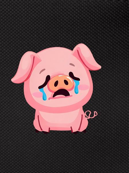 Pig cries sadly