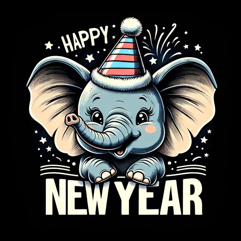Neujahr Sylvester Elefant Grunge-Feier