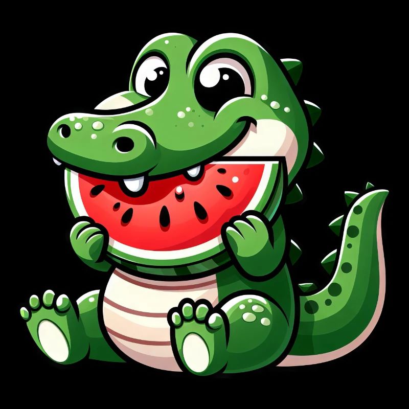Crocodile avec pastèque fruité mignon