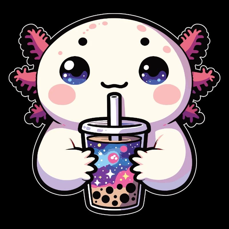 Axolotls Drink Bubble Tea Galaxy Boba Axolotl