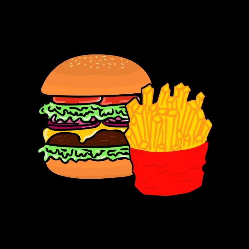 Burger - dessin - frites