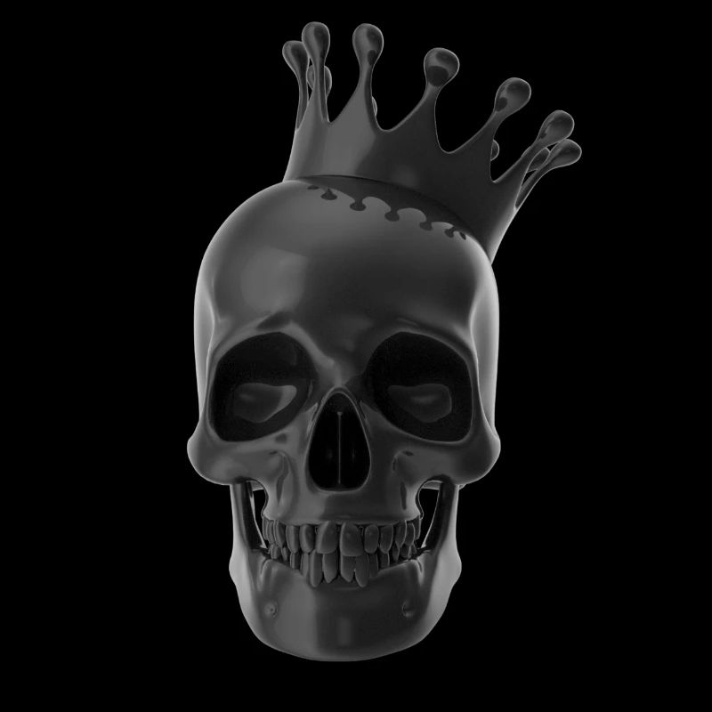 Black Skull with Crown 3D