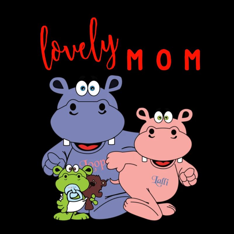 Lovely mom Hippo Nilpferde Alleinerziehend Mutter