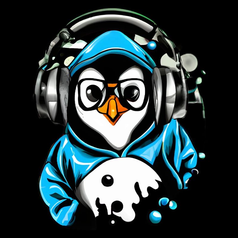 Pinguin mit blauen Pullover