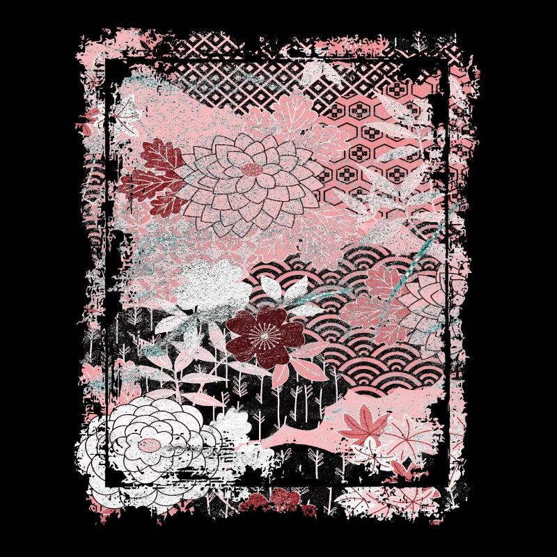 Japanese Floral Pattern Chrysanthemum Cherry