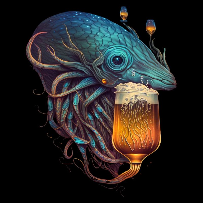 Deep-sea creature with tentacles andbeer