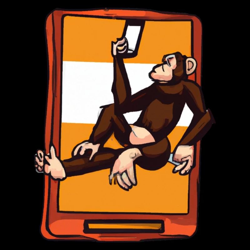 Affe benutzt ein Smartphone