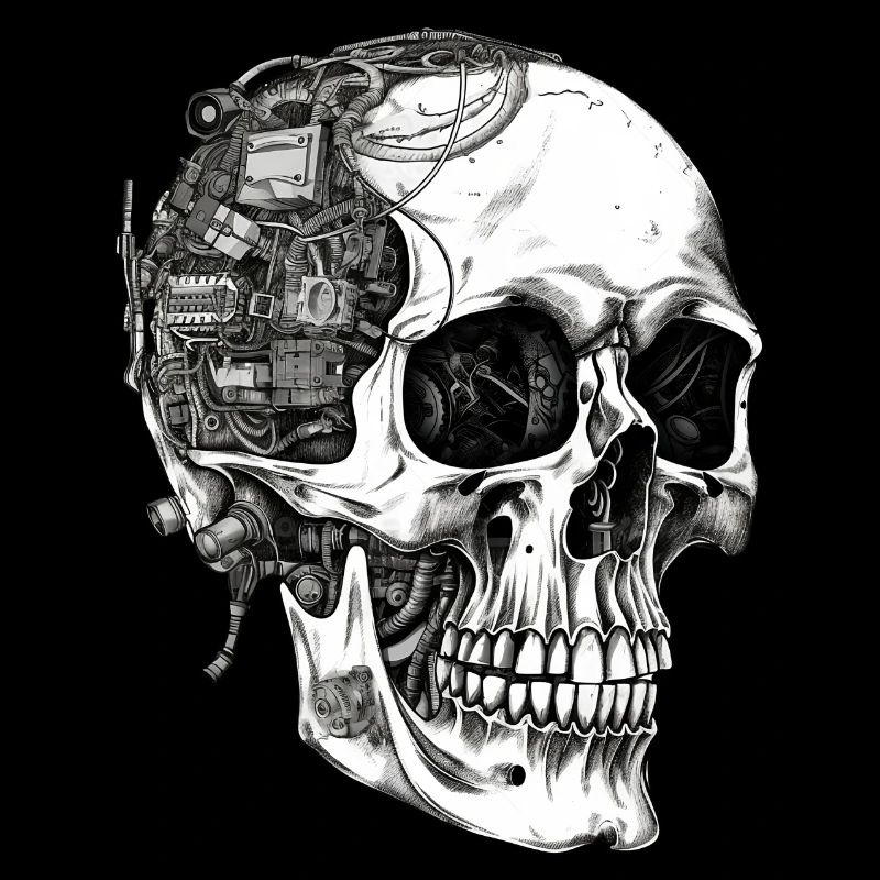 Creepy Machine Skull Skull dans le style gothique