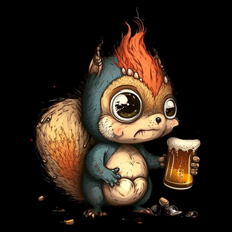 Lustiges Punk Eichhörnchen mit Bier