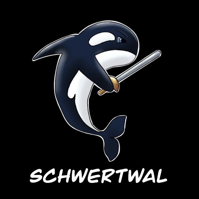 Schwertwal Orka mit Schwert in der Flosse