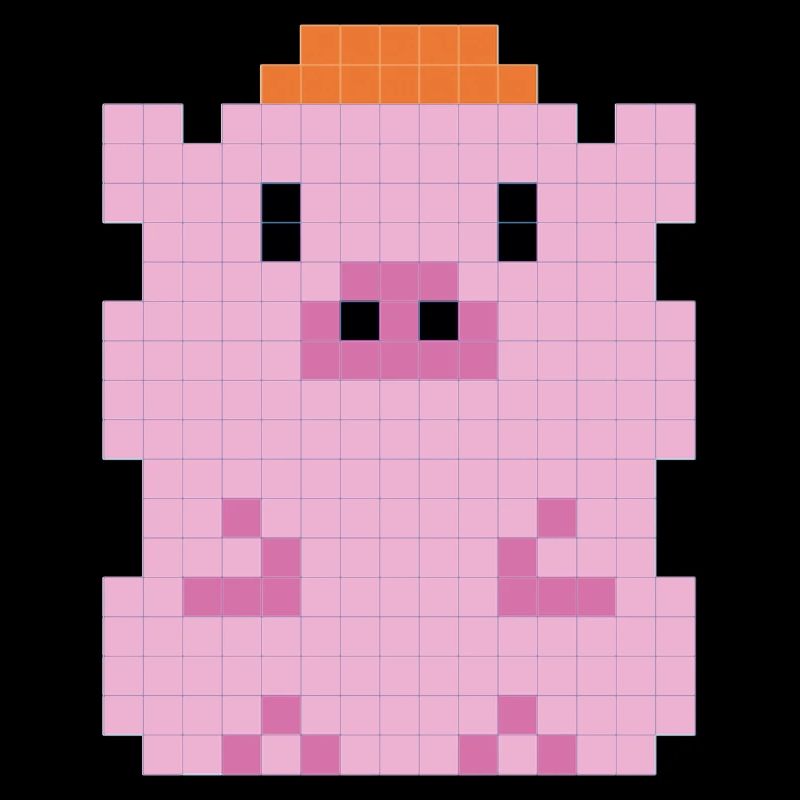 Un petit cochon avec un capuchon pixélisé