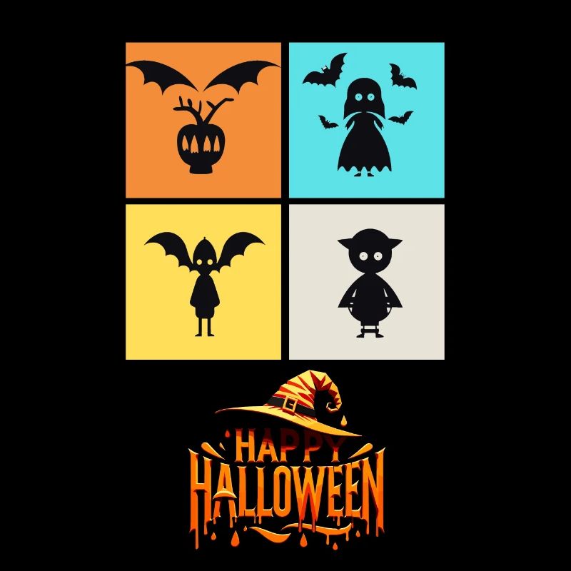 Quartett der Schrecken: Eine Halloween-Collage