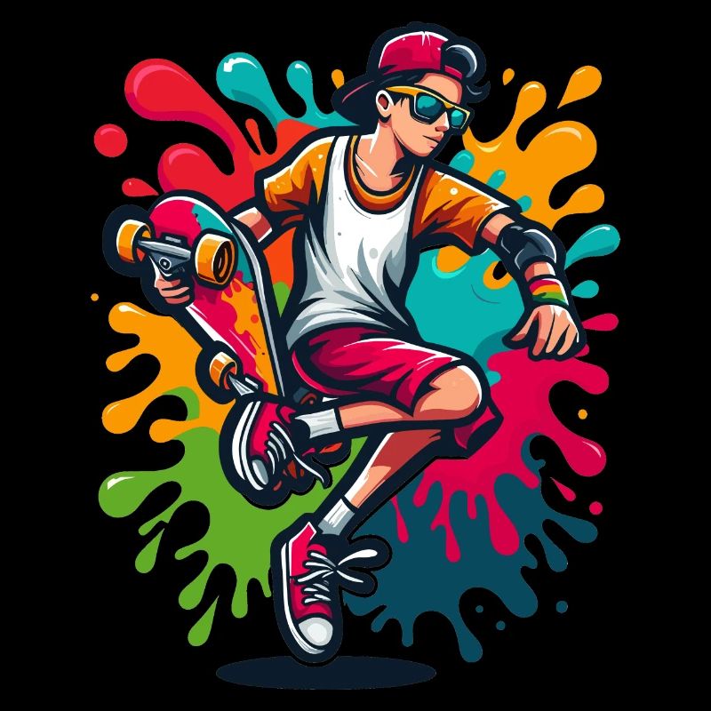 Skateboard mit Farbklecksen
