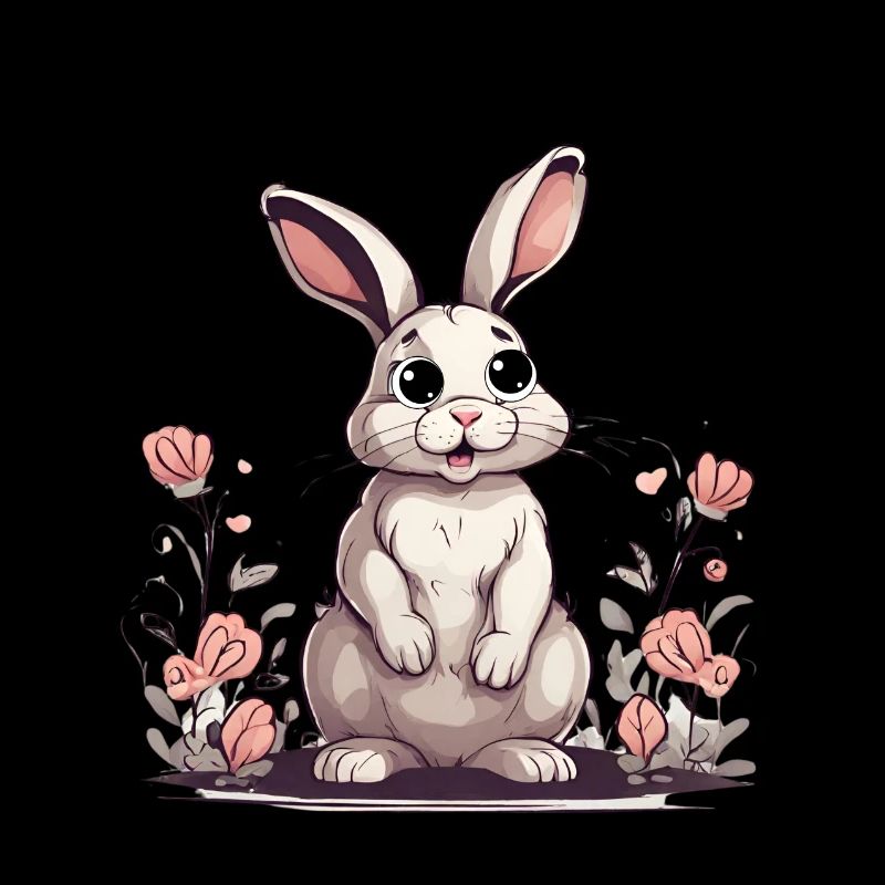 Joyeuses Pâques - petit lapin dans le champ de fleurs