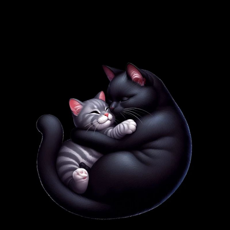 Du und ich schwarze und graue Katze graue Version