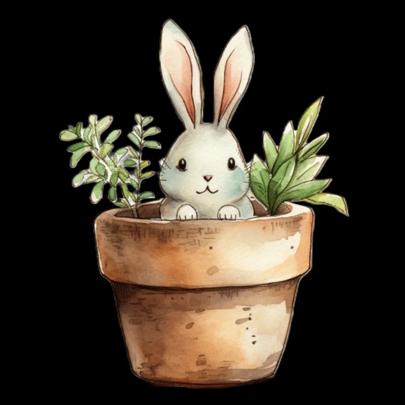 Lapin dans un pot de fleurs - pour la classe lapin
