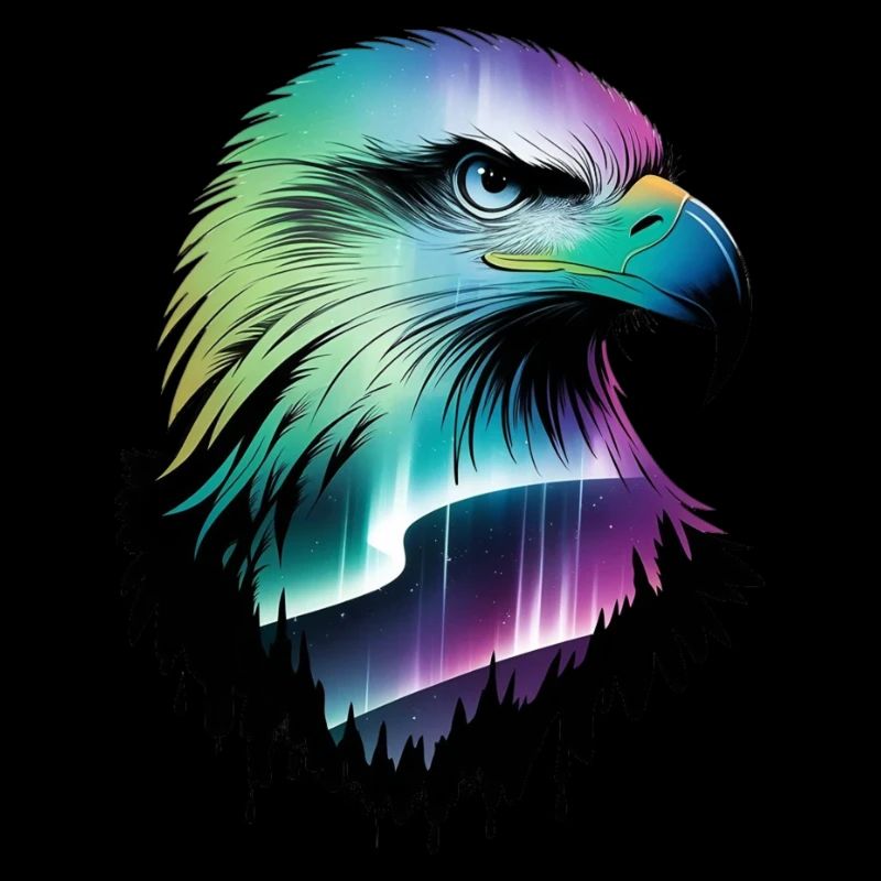 a vibrant gradient illustration of black eagle