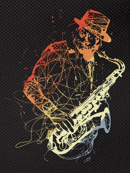 Retro Saxophone Player Drawing