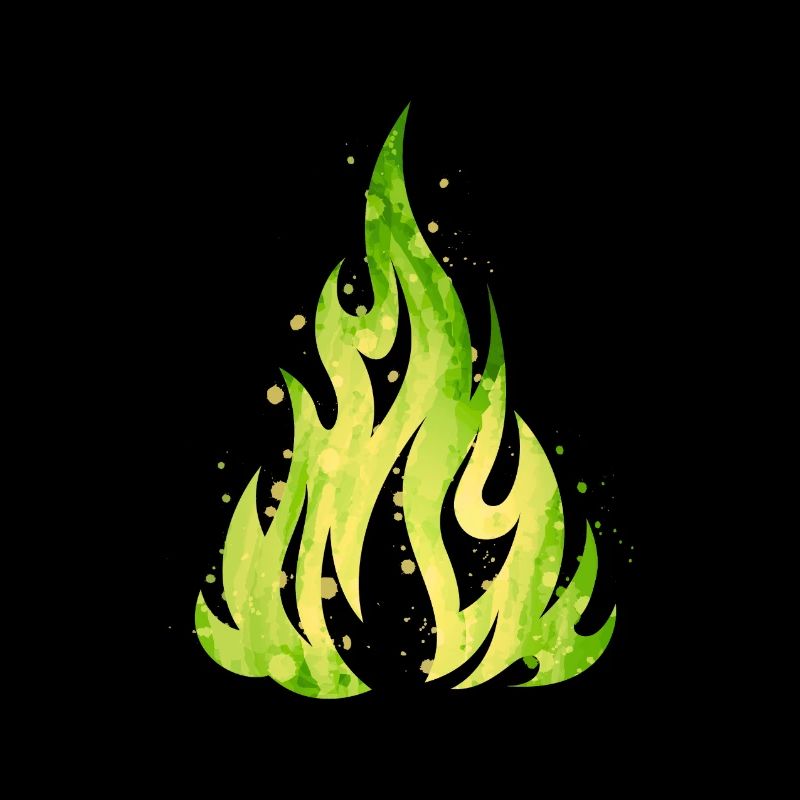 Verdant Flame Watercolor Fire