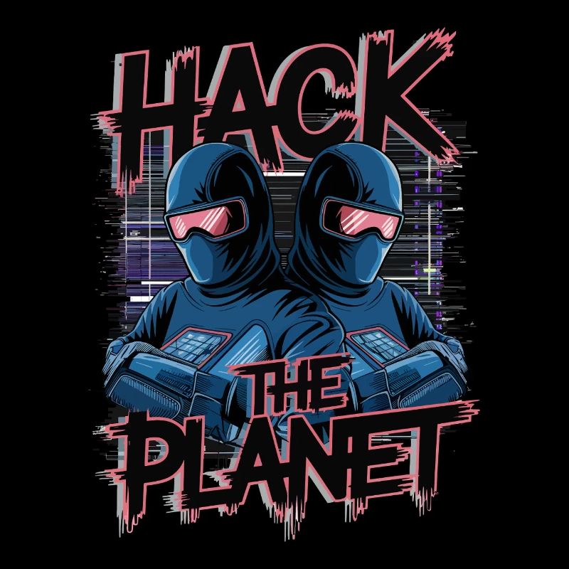 Retro Cyber Hackers – Hack The Planet Glitch Art