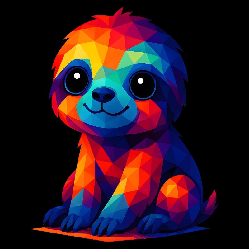 WPAP Polygon Kawaii Style Baby Sloth