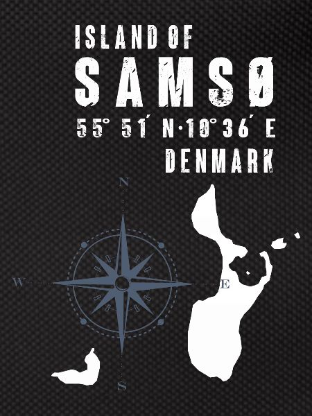 Samsø Samsoe Island Outline Compass