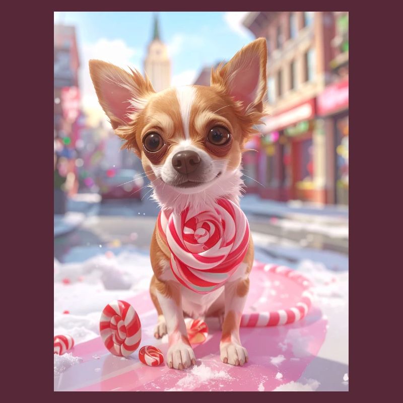 Candy Pup with Candy Cane