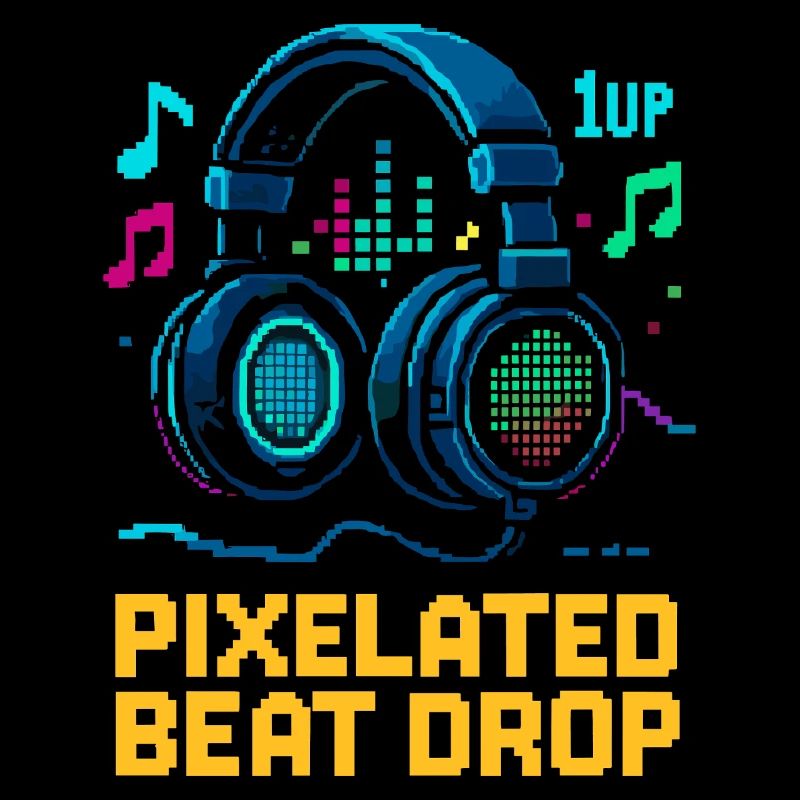 PIXELATED BEAT DROP Retro Pixel Kopfhörer 1UP