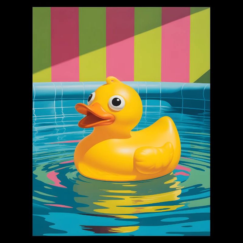 Colorful rubber duck in the pool