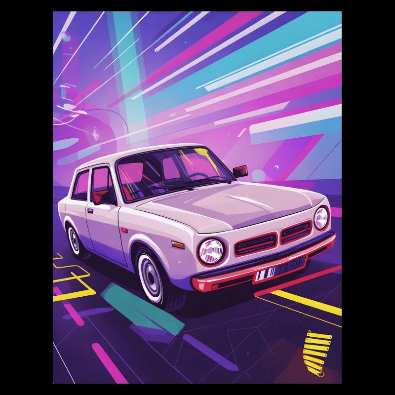 Synthwave Auto im Retro-Stil