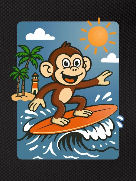 Surfing Monkey Cartoon – Sommer-Tropendesign