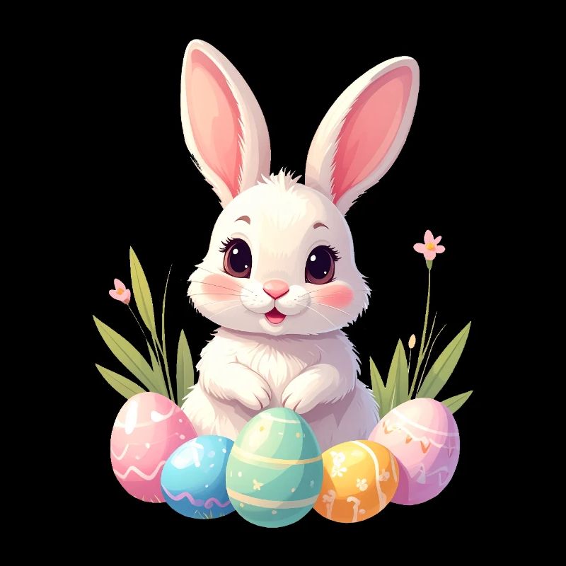 Easter bunny with pastel Easter eggs