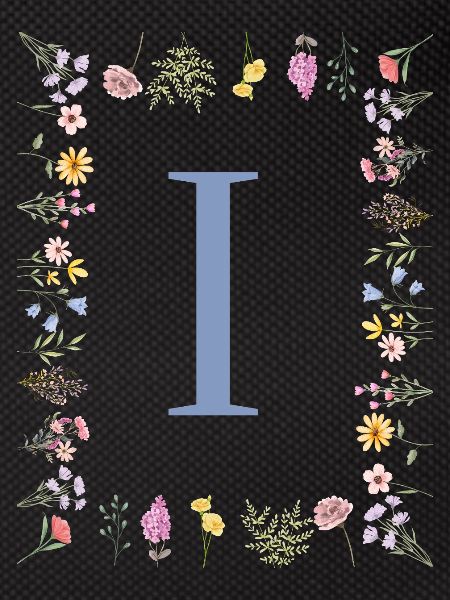 Florale Initial "I" Blumenmonogramm