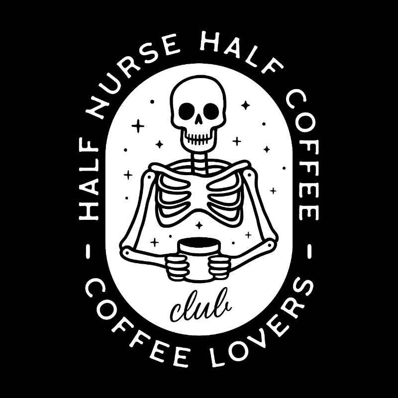 Krankenschwester Kaffee pflegt dunklen Humor-Skelett