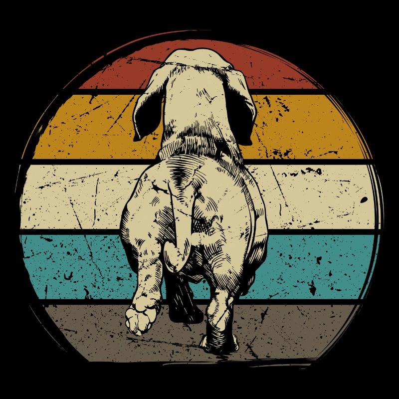 Teckel chien dessin de derrière chien rétro vintag