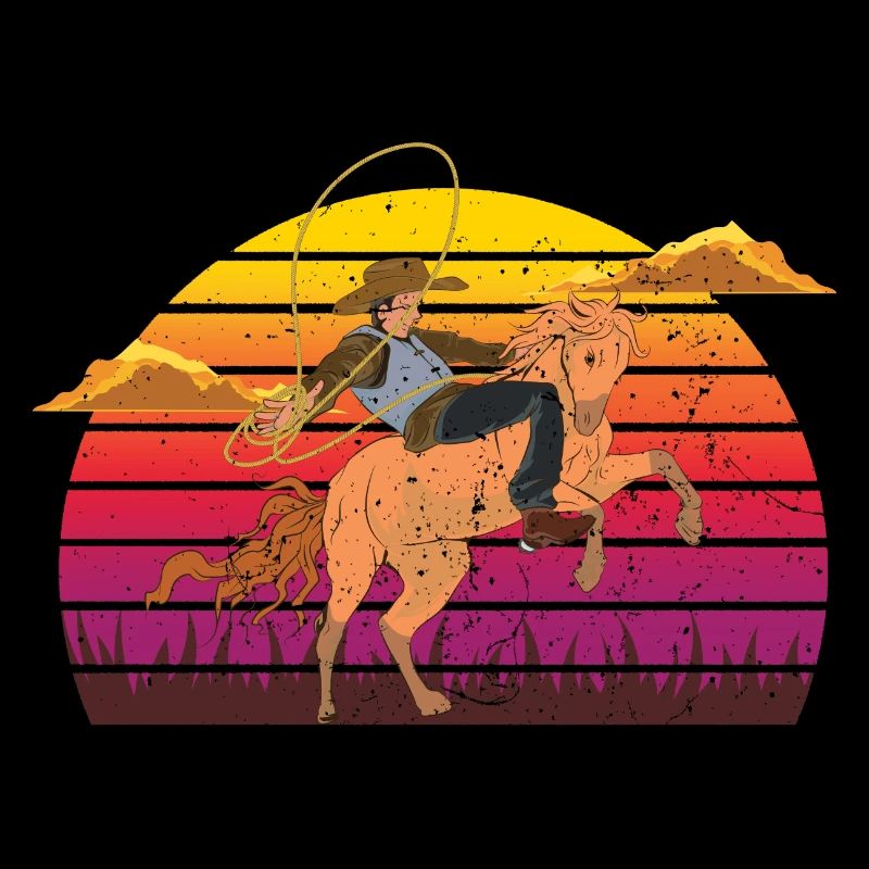 Retro Texas Rodeo Gift Sunset Cowboy