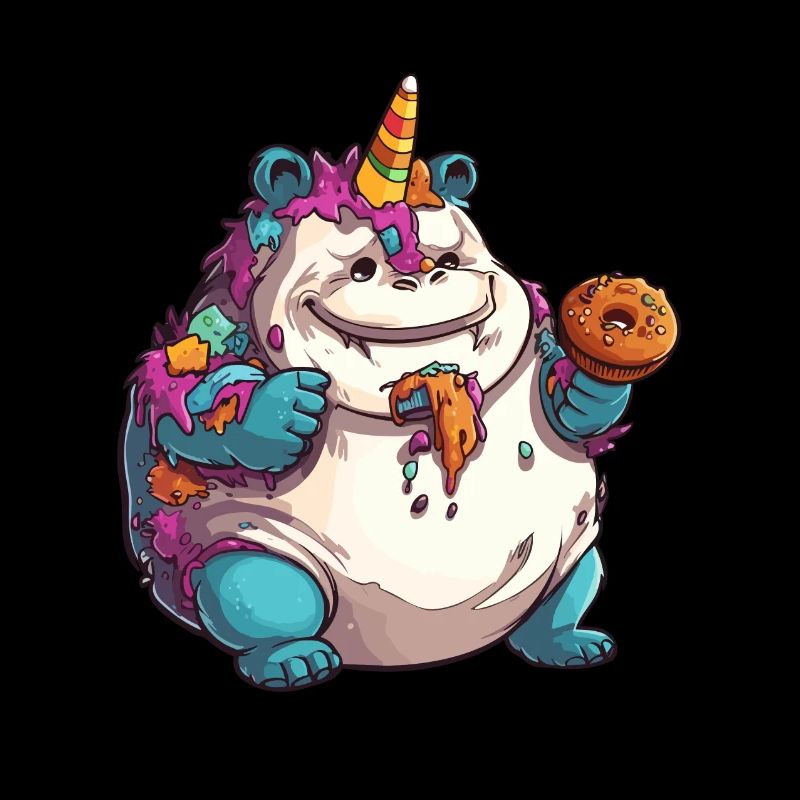 Licorne, graisse et surpoids licorne arc-en-ciel