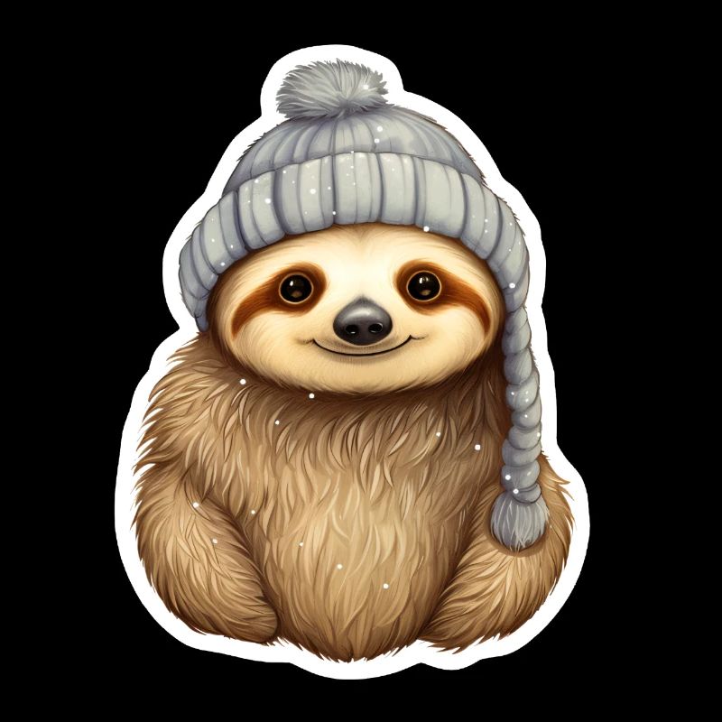 Sloth with winter hat