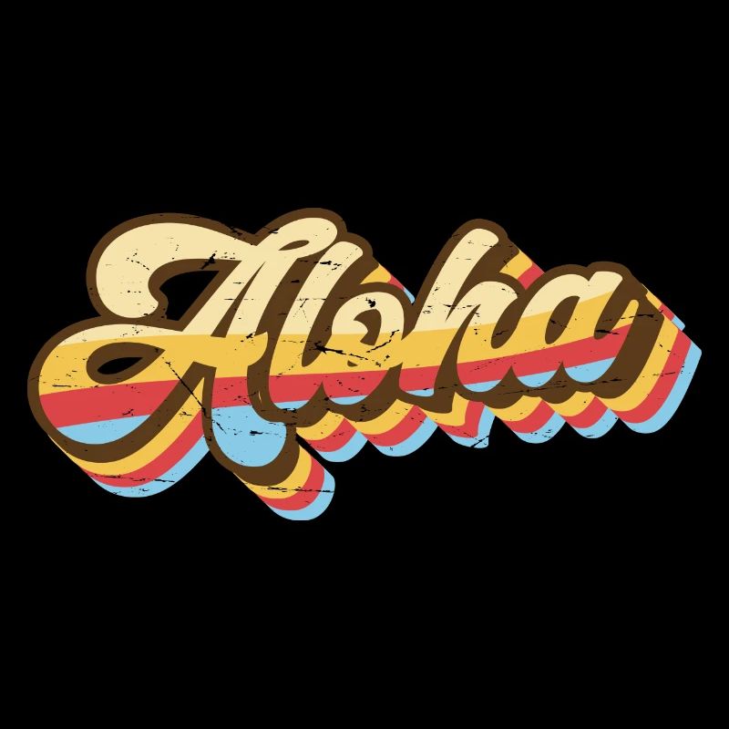 Aloha Surfer Palms Beach Retro Hawaii Beach 70s